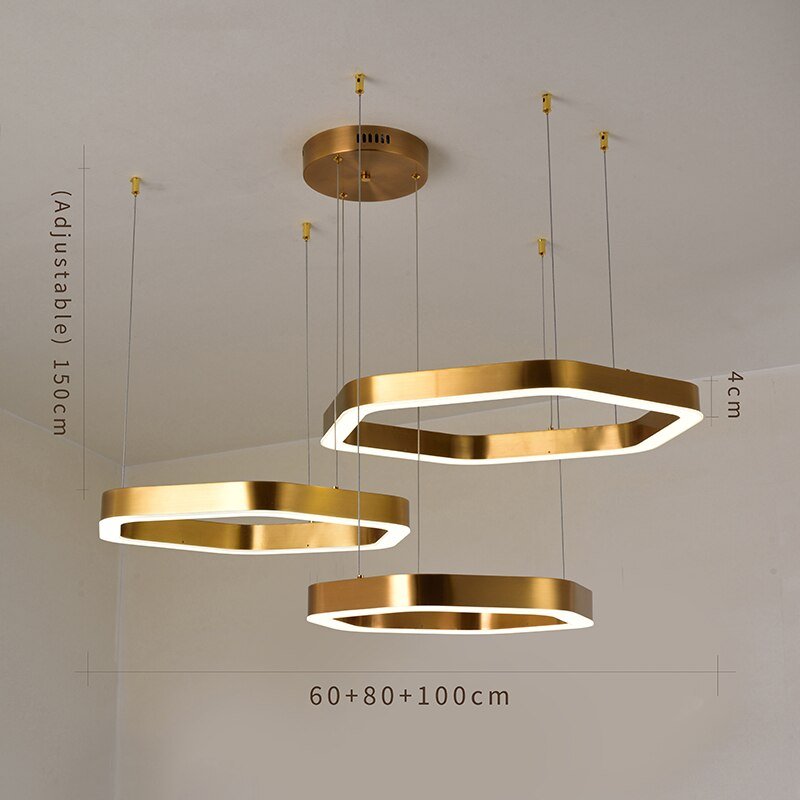 Lampadario a led moderno Lampada da soggiorno oro Lusso Creativo Negozio Inox Combinazione di apparecchi di illuminazione