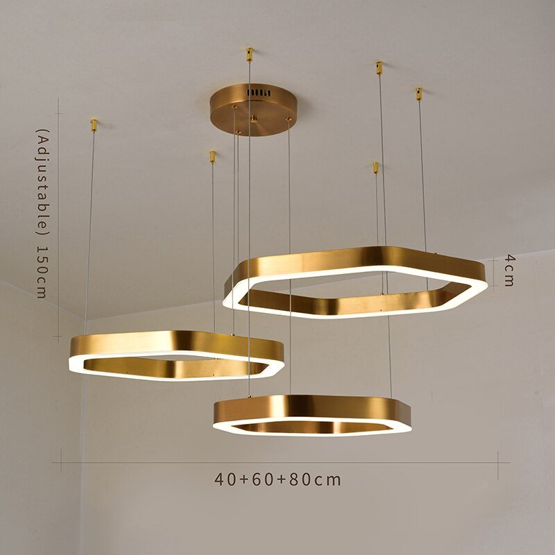 Moderne Led Kroonluchter Goud Woonkamerlamp Luxe Creatieve Roestvrij Shop Licht Armatuur Combinatie