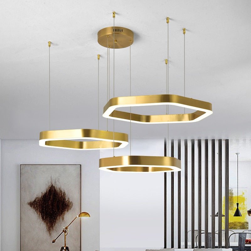 Lampadario a led moderno Lampada da soggiorno oro Lusso Creativo Negozio Inox Combinazione di apparecchi di illuminazione