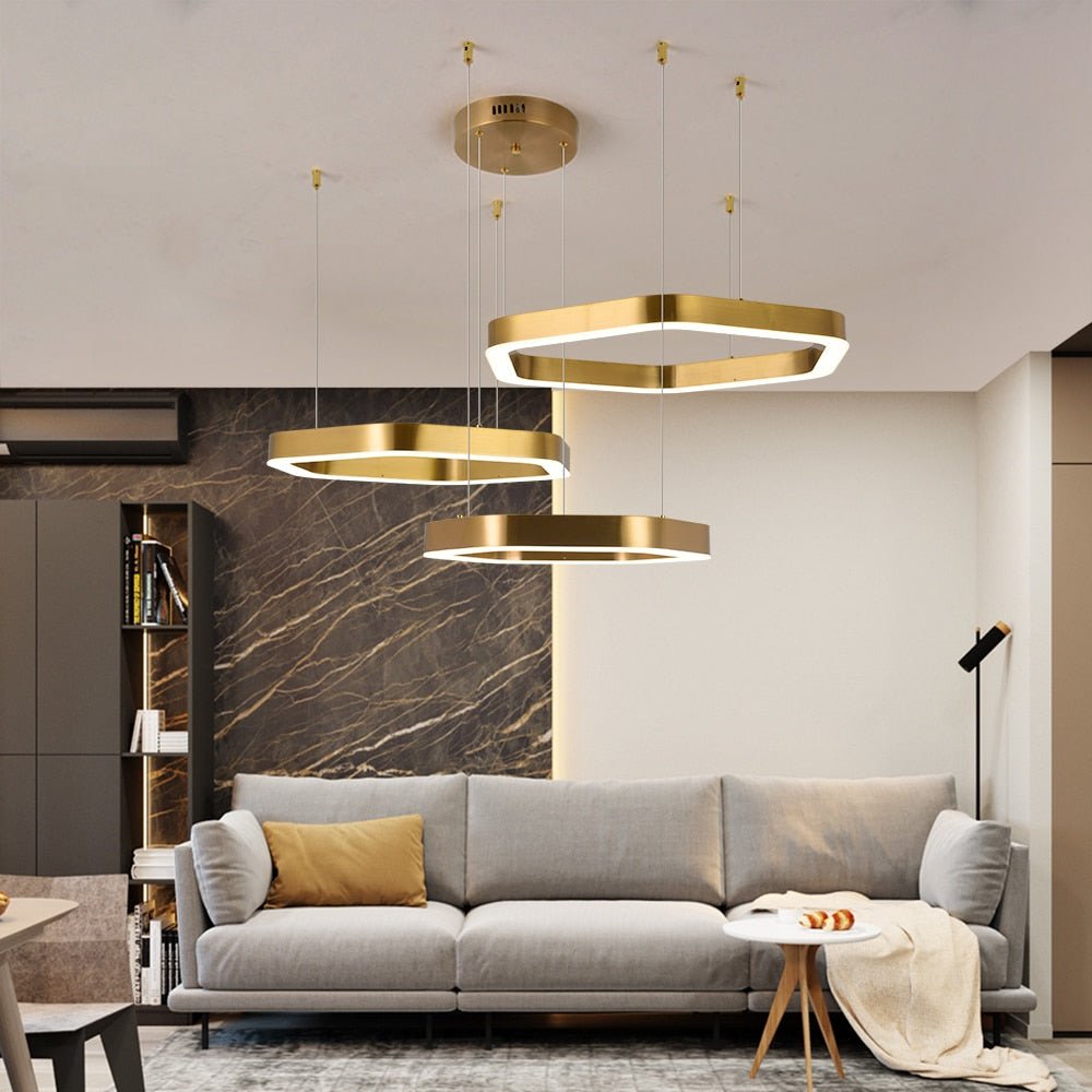 Lampadario a led moderno Lampada da soggiorno oro Lusso Creativo Negozio Inox Combinazione di apparecchi di illuminazione