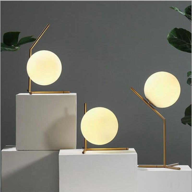 Modern LED Table Lamp Desk Lamp Light Shade Glass Ball Table Lamp Desk Light for Bedroom Living Room Floor Bedside Gold Designs