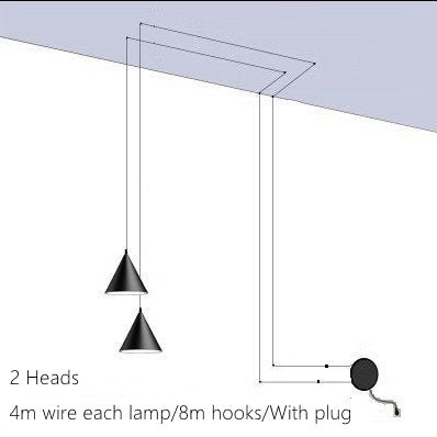 Modern Licht Zwart Metalen Lange Draad Kegelvorm Hanglamp Keuken Eiland Opknoping Lamp Nachtkastje Schorsing Verlichting: