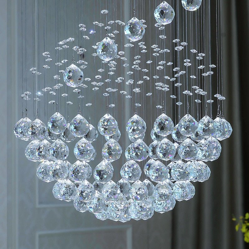 Modern Long LED Spiral Living Crystal Chandeliers Lighting Fixture For Staircase Lamp Hotel Hall - Greensu Home Decor