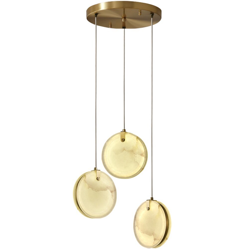 Lustre LED moderne en marbre Long Staircase Chandeliers Suspension Light