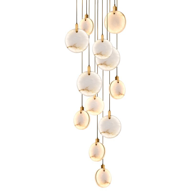 Lustre LED moderne en marbre Long Staircase Chandeliers Suspension Light