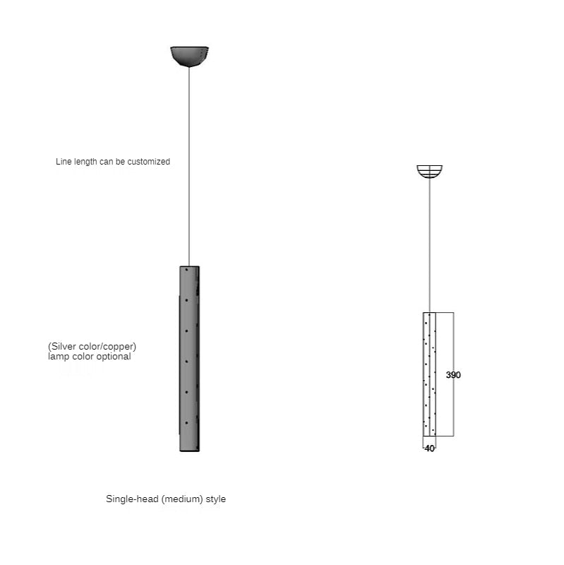 Lustre moderne nordique à LED en forme de tube pour salle à manger