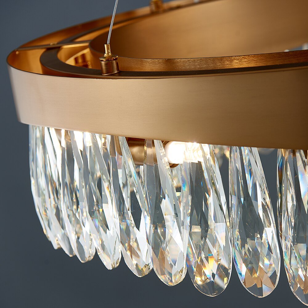 Modern Oval LED Crystal Chandelier Lighting For Dining Room Luxury Gold Indoor Lustre Kitchen Home