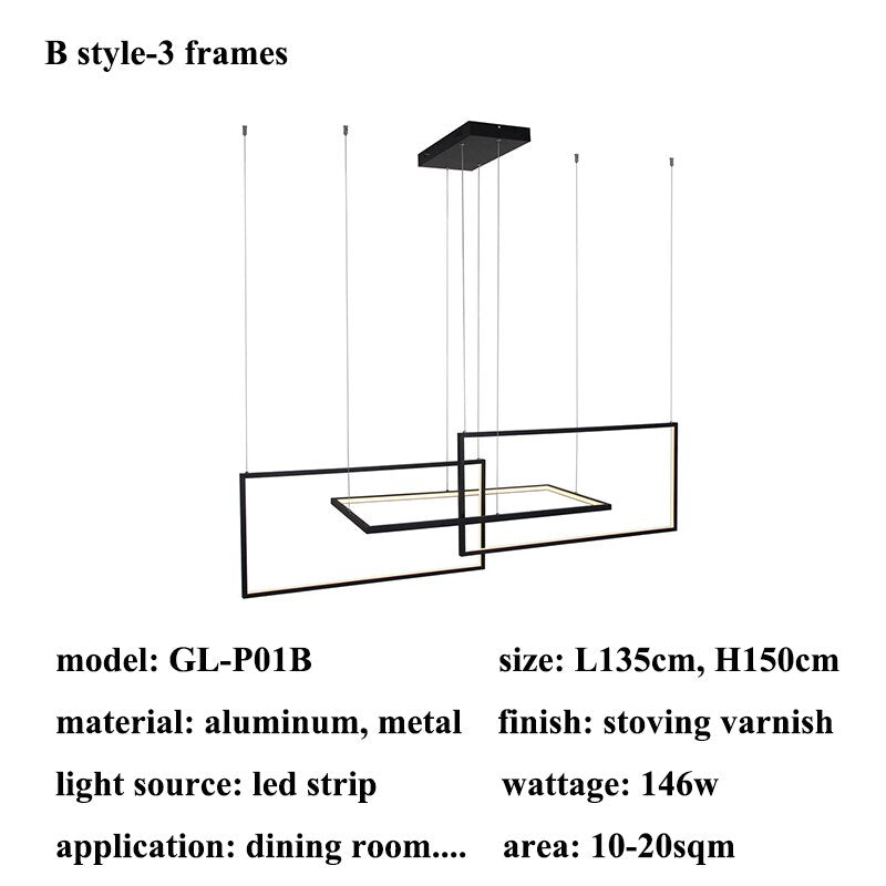 Modern Rectangle Chandeliers Led Pendant Lights Living Dining Room Kitchen Stair - Greensu Home Decor