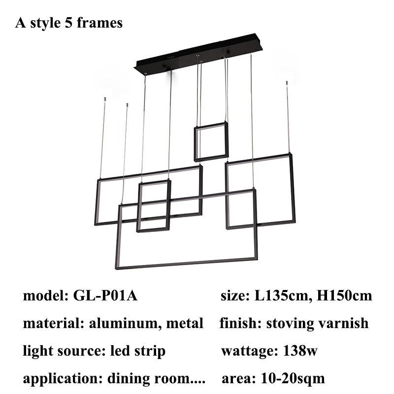 Modern Rectangle Chandeliers Led Pendant Lights Living Dining Room Kitchen Stair - Greensu Home Decor