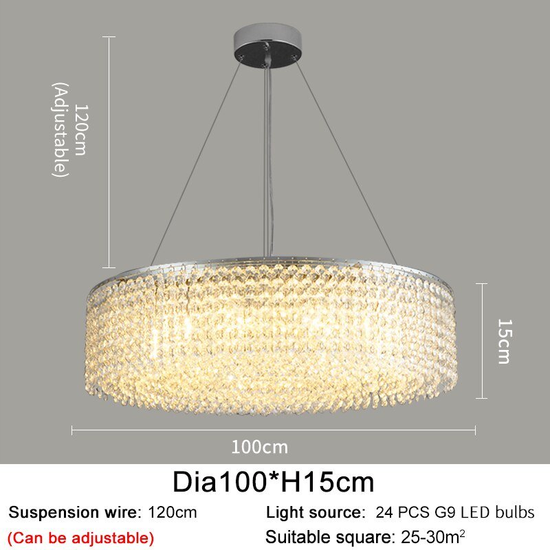 Modern Round Crystal Chandelier For Living Room Chrome Gold - Greensu Home Decor