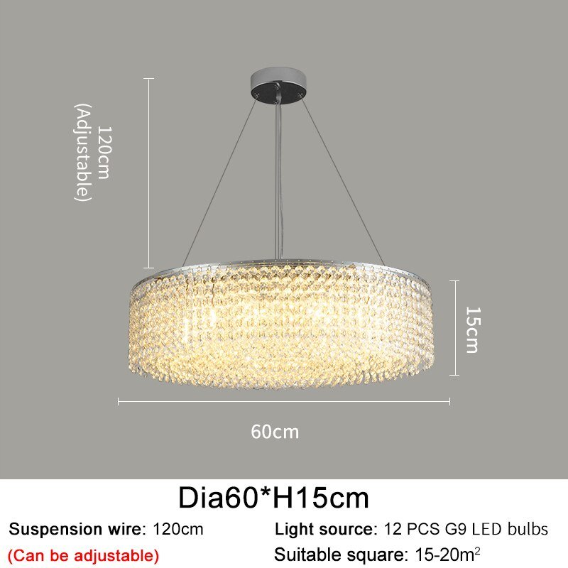 Modern Round Crystal Chandelier For Living Room Chrome Gold - Greensu Home Decor