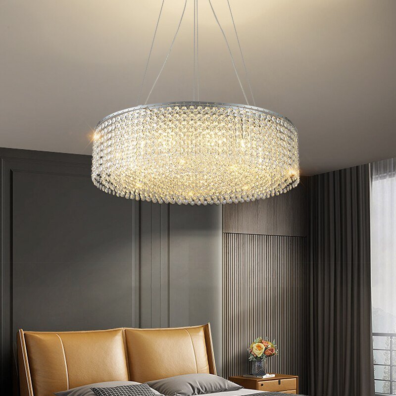 Modern Round Crystal Chandelier For Living Room Chrome Gold - Greensu Home Decor