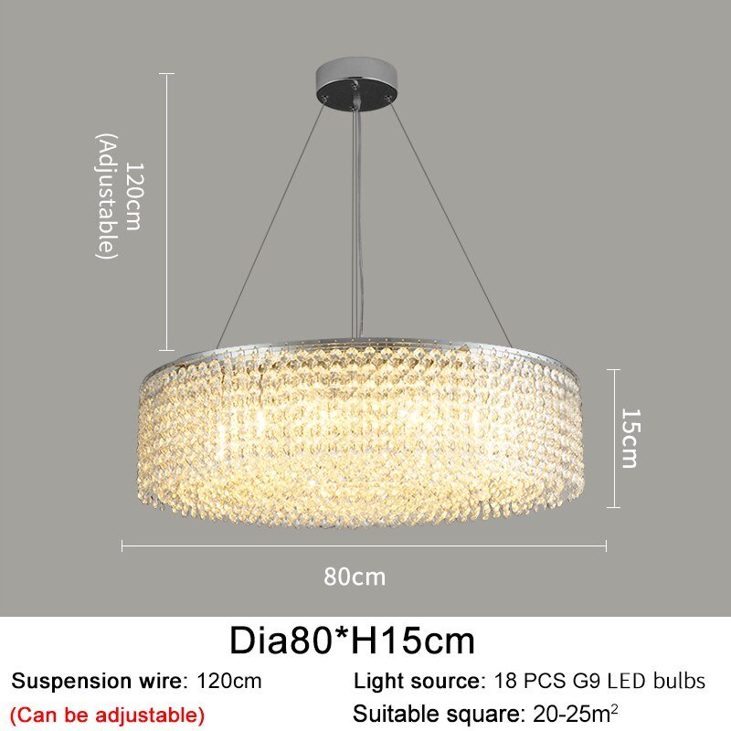 Modern Round Crystal Chandelier For Living Room Chrome Gold - Greensu Home Decor