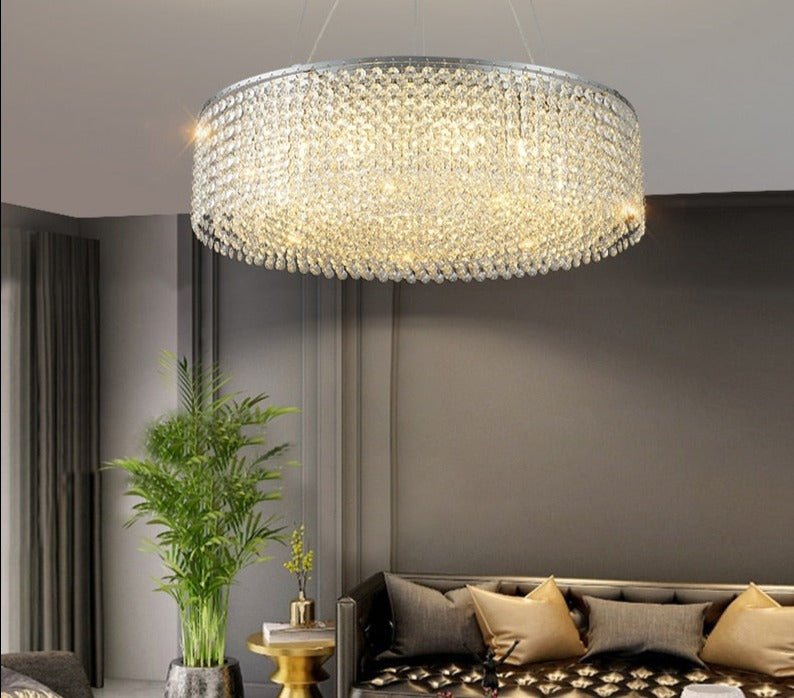 Modern Round Crystal Chandelier For Living Room Chrome Gold - Greensu Home Decor