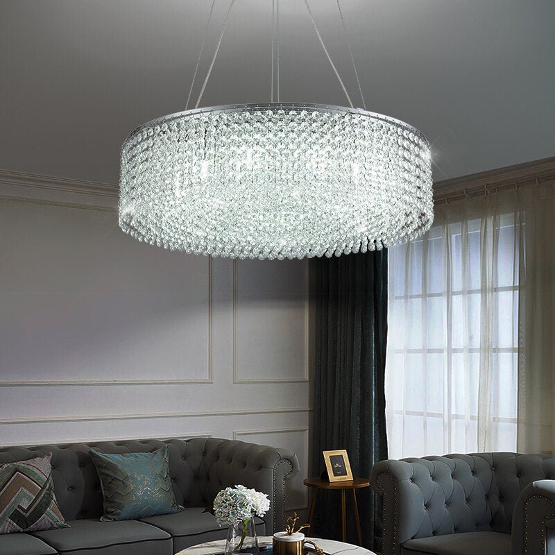 Modern Round Crystal Chandelier For Living Room Chrome Gold - Greensu Home Decor