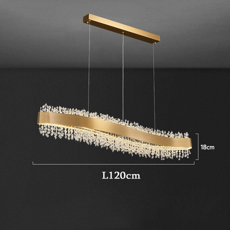 Lustre moderne en forme de S en cristal pour la salle à manger et l'îlot de cuisine