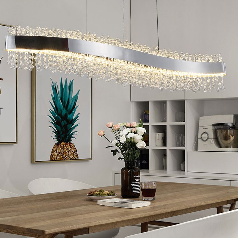 Lustre moderne en forme de S en cristal pour la salle à manger et l'îlot de cuisine