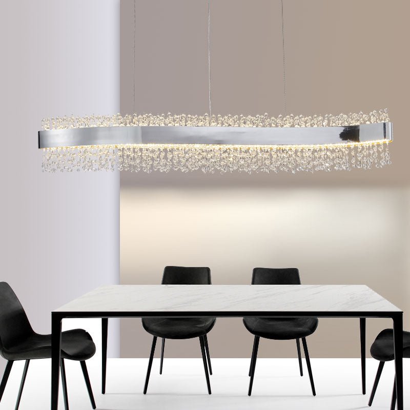 Lustre moderne en forme de S en cristal pour la salle à manger et l'îlot de cuisine