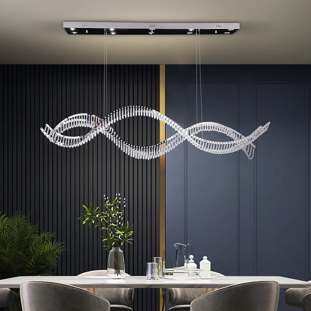 Modern Silver Creative Design Led Crystal Chandelier For Dining Room Kitchen Island