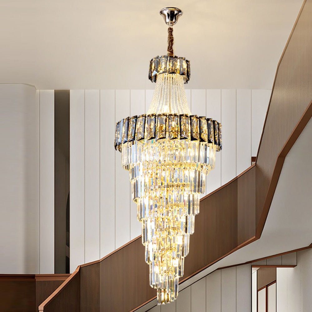 Lustre moderne en forme d'escalier en spirale en cristal