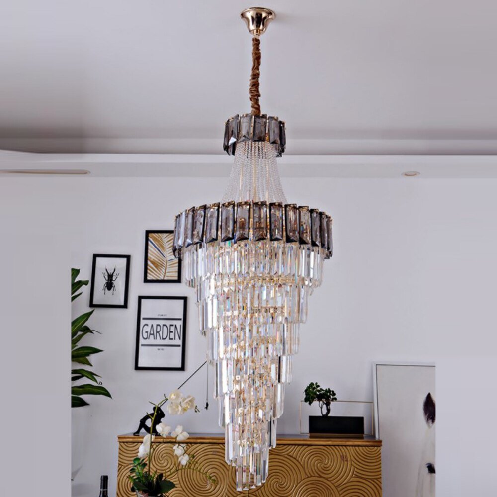 Modern Spiral Design Staircase Crystal Chandelier