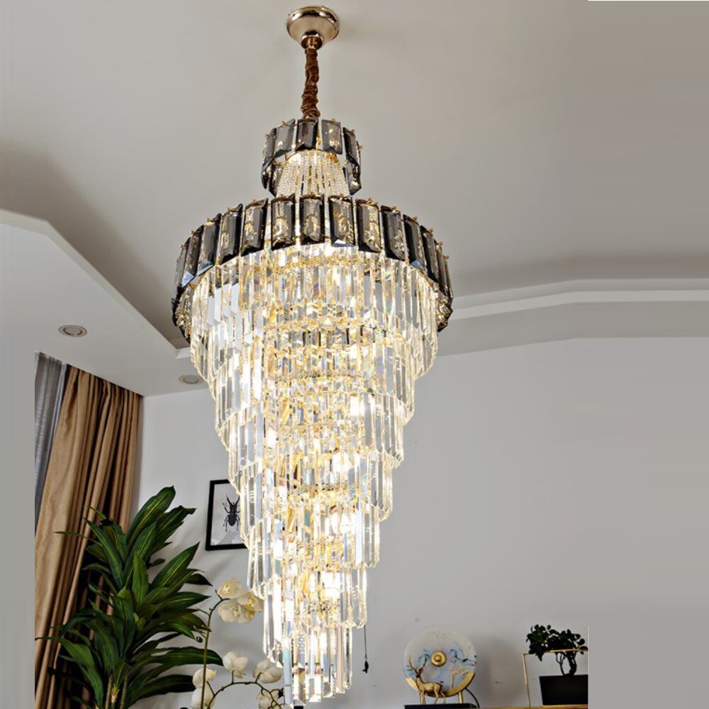 Modern Spiral Design Staircase Crystal Chandelier