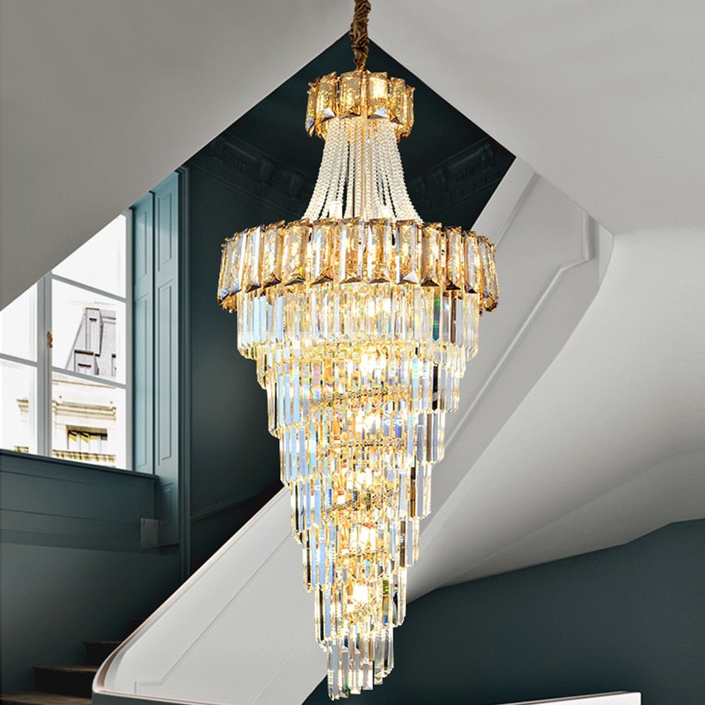 Lustre moderne en forme d'escalier en spirale en cristal