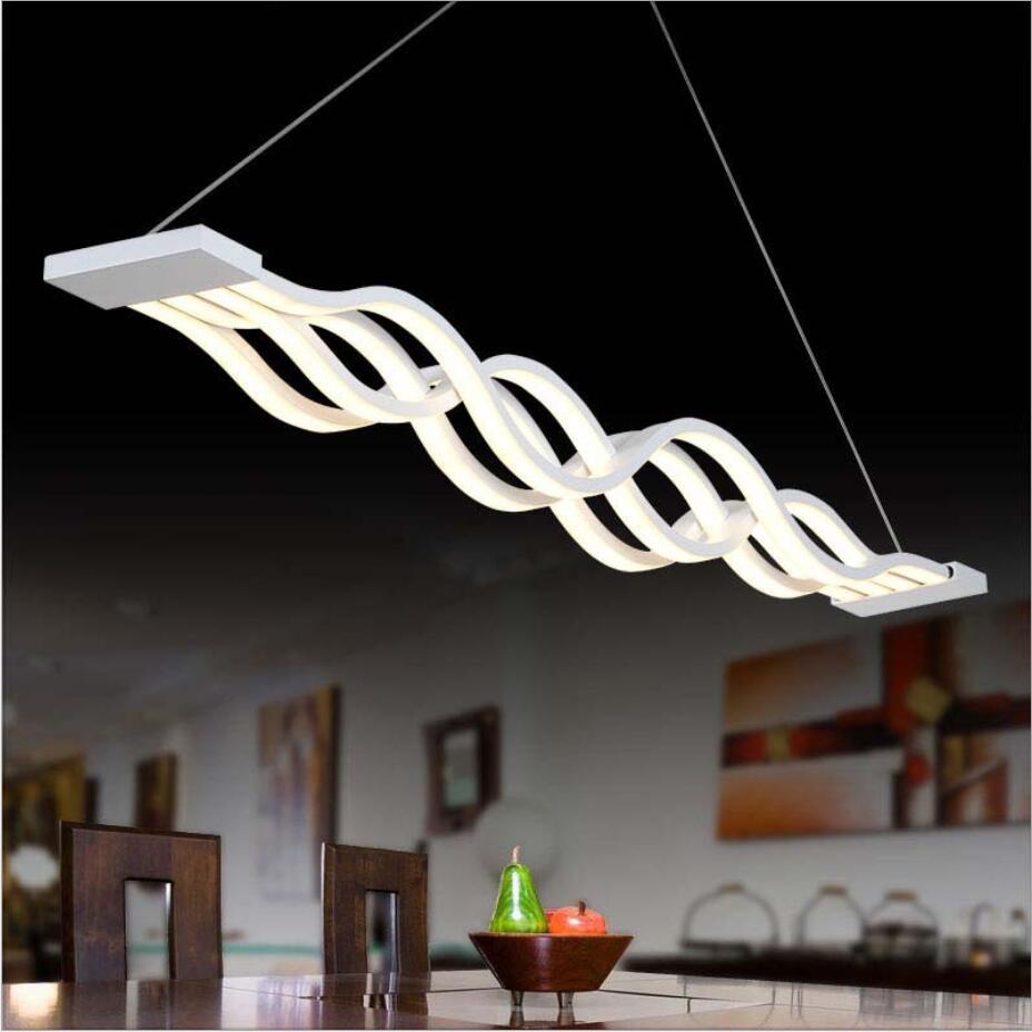 Modern Wave Design Lustres LED Hanging Lights For Dinning Room Black White Pendant Lights  Lighting Hanglamp Ceiling Led Lamp