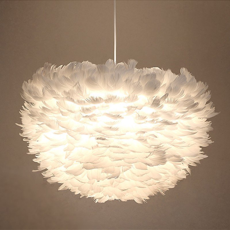 Modern white nature Goose feather Pendant Lights romantic E27 led pendant lamps for home lighting restaurant bedroom living room