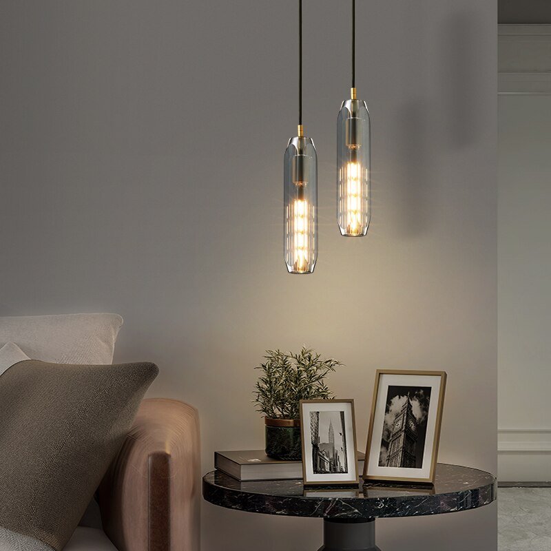 Nordic all-copper Light Luxury Post-modern Crystal Chandelier Model Room Dining Room Bedroom Bed Bar Creative Pendant light