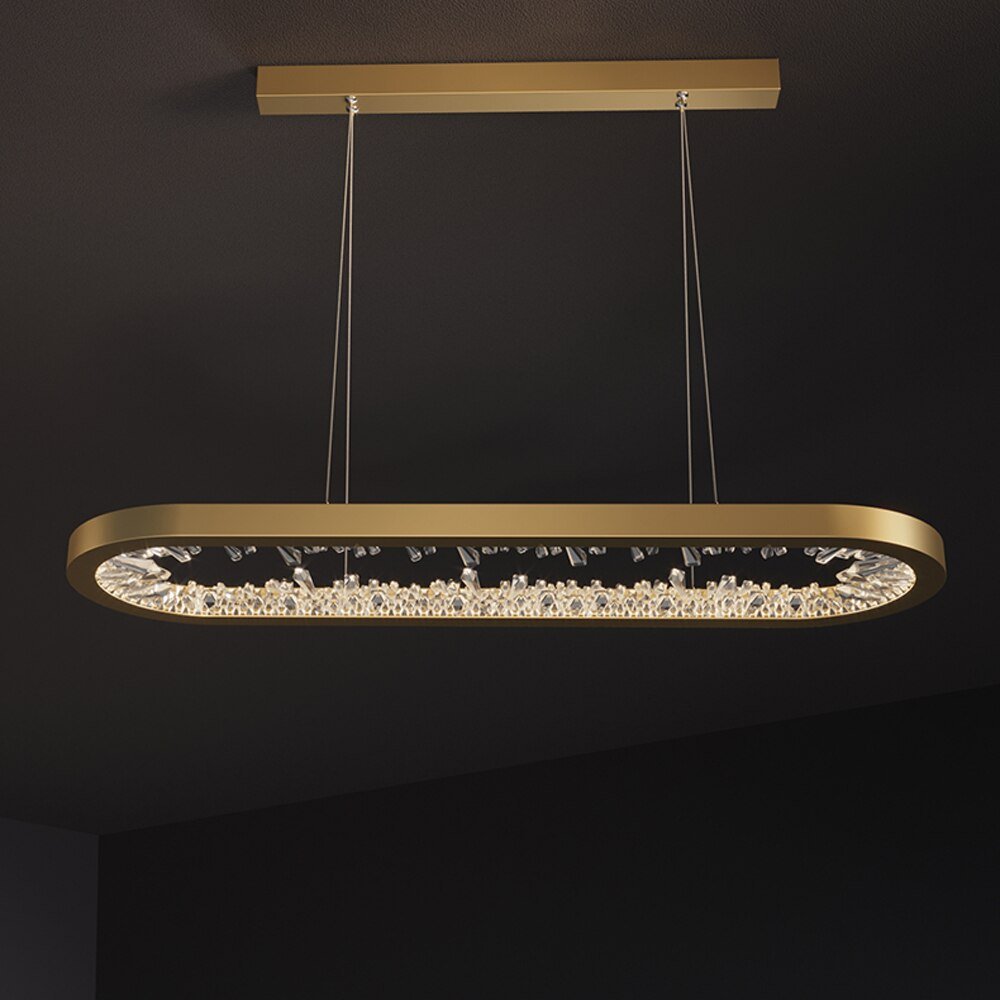 Lustre LED moderne ovale à cristaux Éclairage de salon Dimmable Lampe suspendue de salle à manger