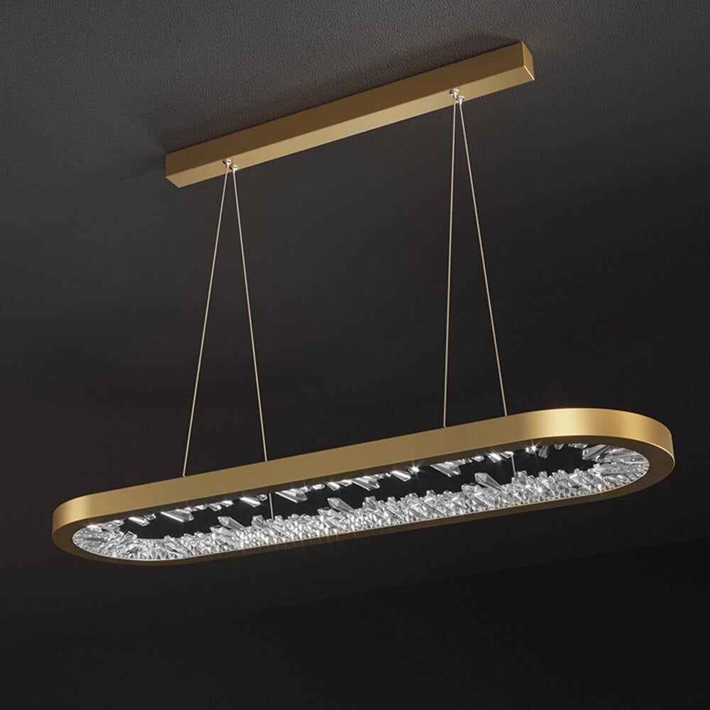 Diseño Ovalado Moderna Lámpara LED Cristales Iluminación Living Dimmable Comedor Lámpara Colgante