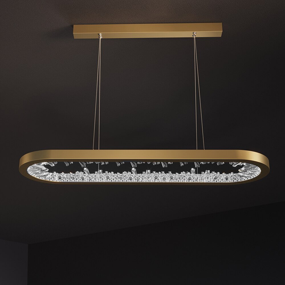 Lampadario LED moderno di design ovale Cristalli illuminazione vivente Dimmerabile Sala da pranzo Lampada a sospensione