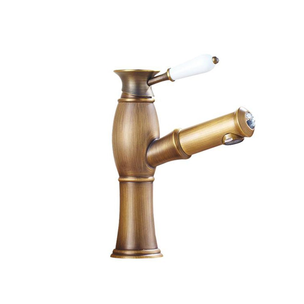 Pull Out Basin Sink Faucets Mixer Tap Brass Bathroom Antique Bronze Faucet Pull Out Modern Bath Black Gold Faucet ELF1201