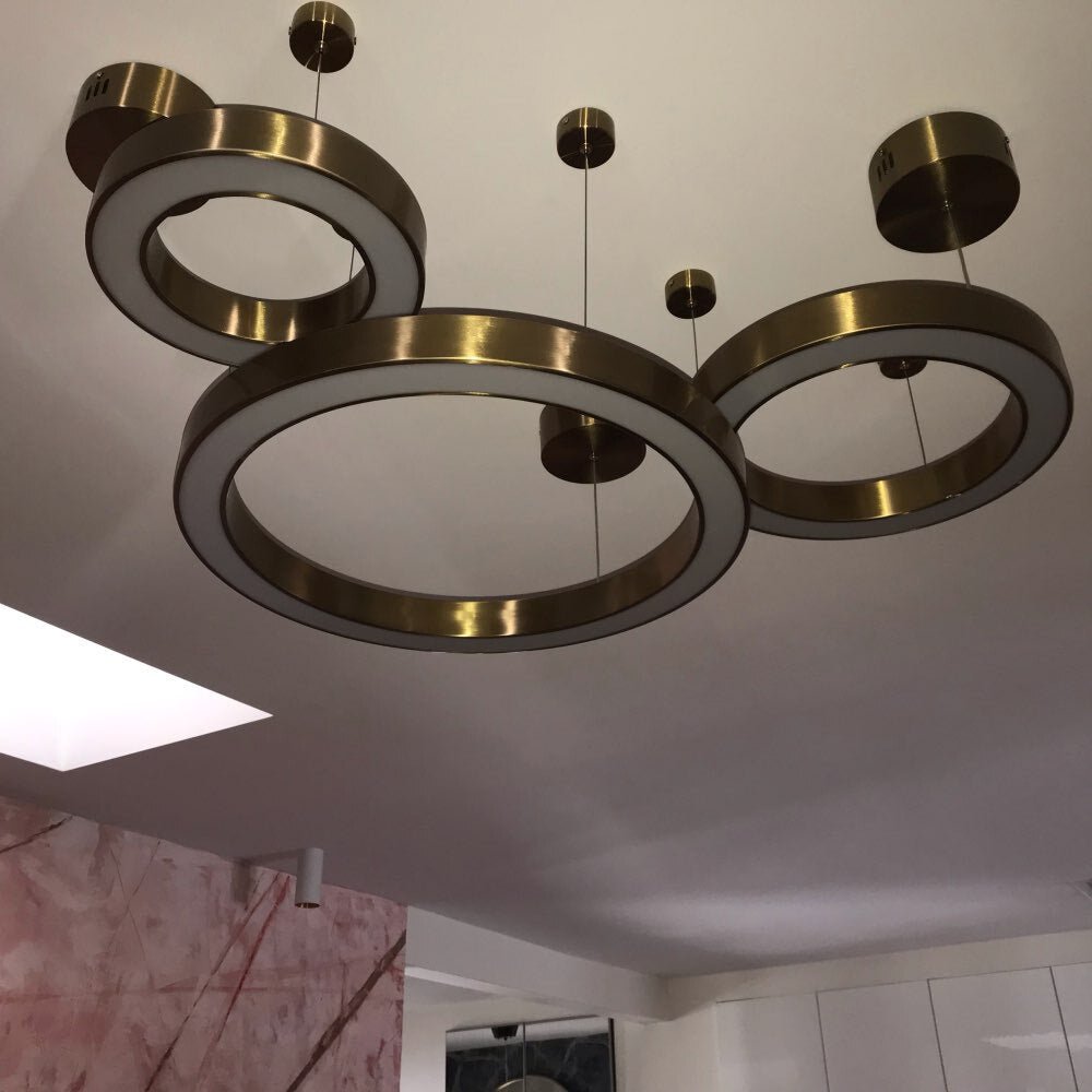 Ring Design Moderne LED Kroonluchter Woonlamp Roestvrij Staal Goud Verlichting