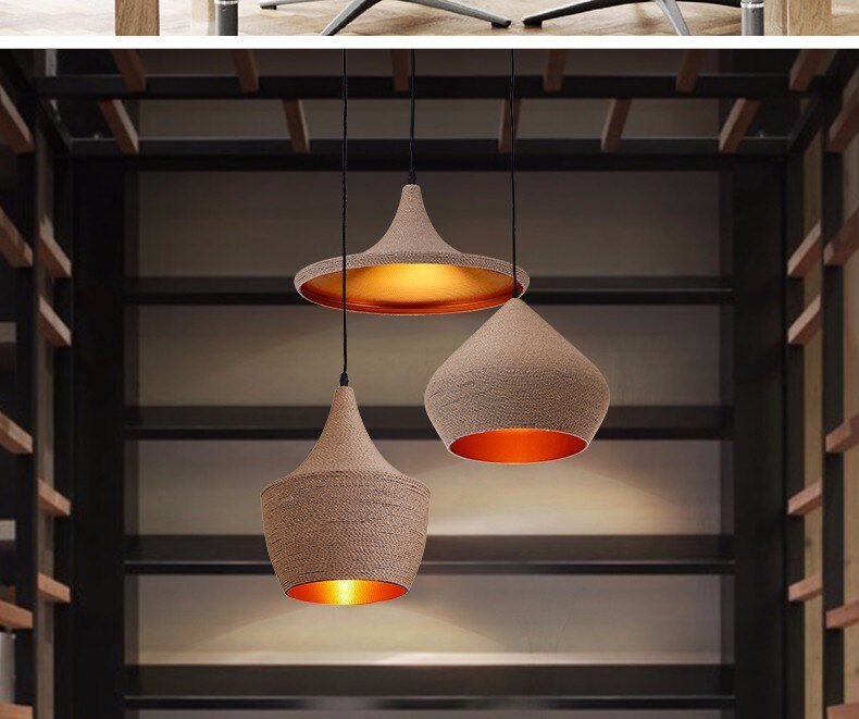 Set Of 3 Pendant Light Lamp Shade Retro Nordic Hemp Rope Loft Home Industrial Lighting For Kitchen Island Dining Room