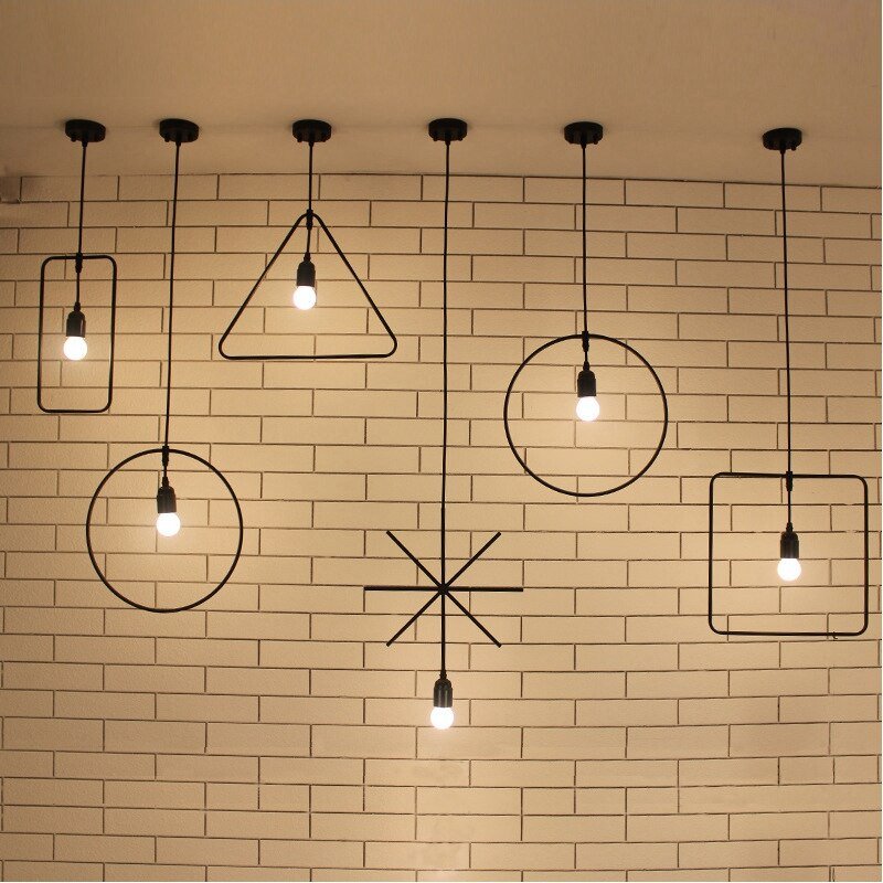 Simple Industrial Metal Structure Lamp Pendant Light For Dining Study Kitchen Island Living Room Suspension Lamp