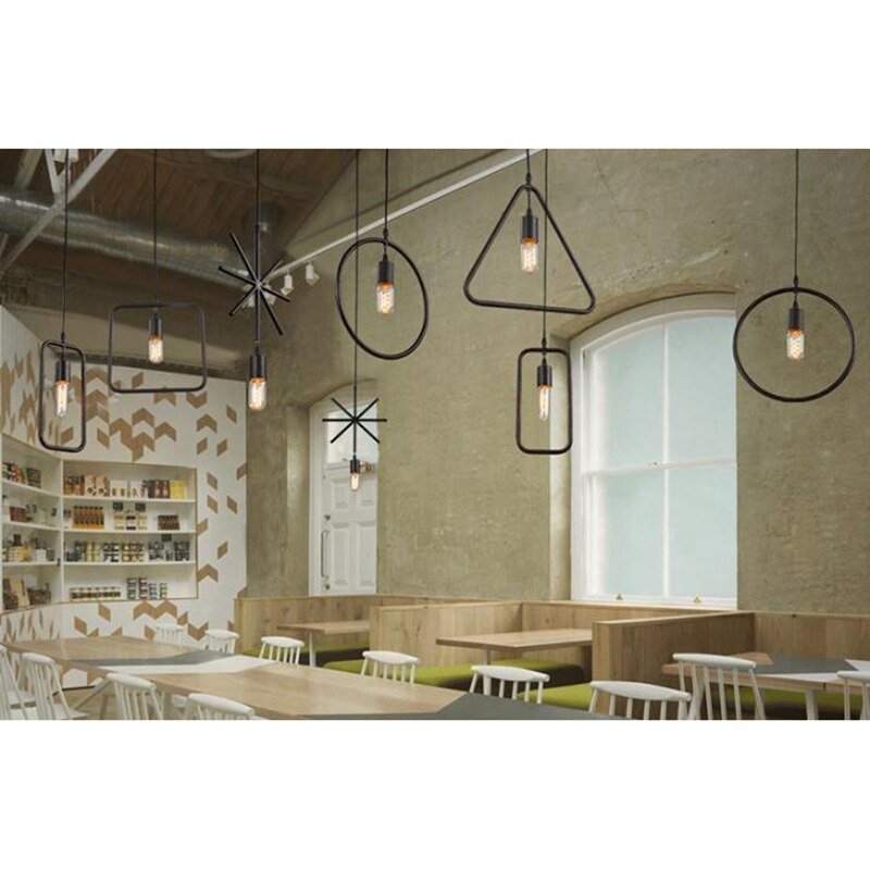 Simple Industrial Metal Structure Lamp Pendant Light For Dining Study Kitchen Island Living Room Suspension Lamp