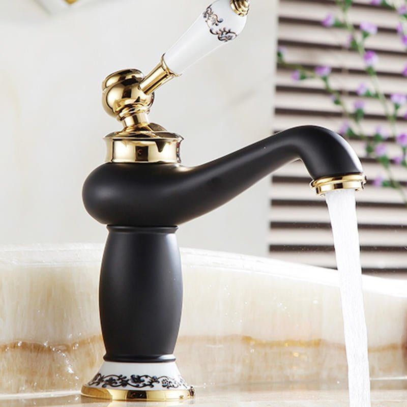 Rubinetto per bagno con finitura bronzo antico monocomando Lavabo in ottone Rubinetti in ottone massiccio Miscelatori per acqua Gru per vasca da bagno