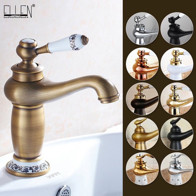 Single Handle Antique Bronze Finish Badezimmer Wasserhahn Messing Waschbecken Waschbecken Massiv Messing Armaturen Wasser Mischer Wasserhähne Bad Kran