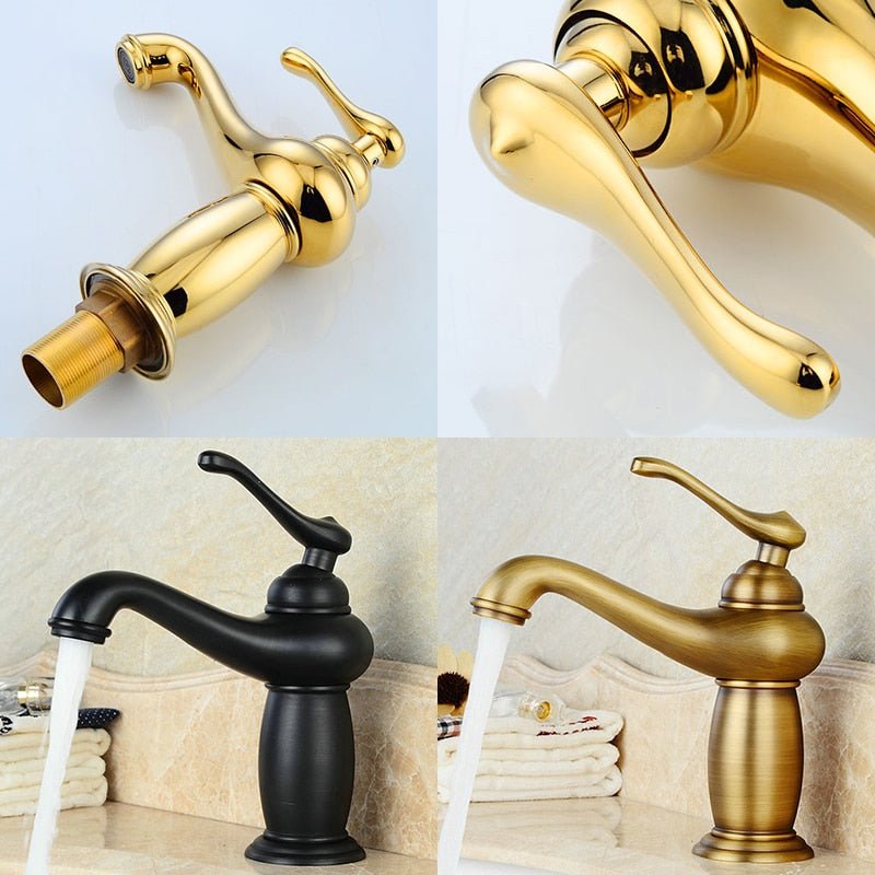 Rubinetto per bagno con finitura bronzo antico monocomando Lavabo in ottone Rubinetti in ottone massiccio Miscelatori per acqua Gru per vasca da bagno