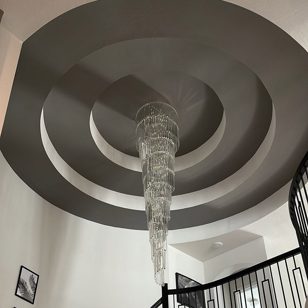 Spiral Design Lange Krystal Lysekroner LED Lys Luster Hanglamp Moderne trappebelysningsarmaturer