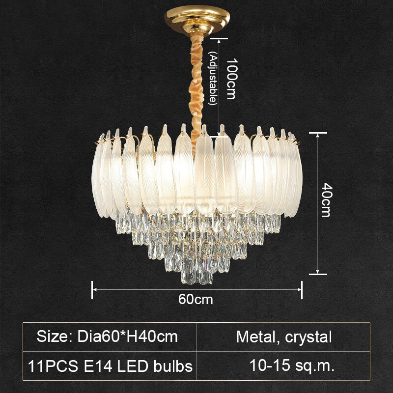 White Modern Living Room Crystal Chandelier - Greensu Home Decor