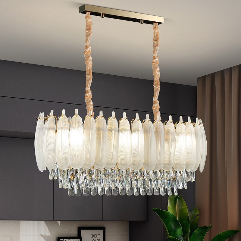 White Modern Living Room Crystal Chandelier - Greensu Home Decor