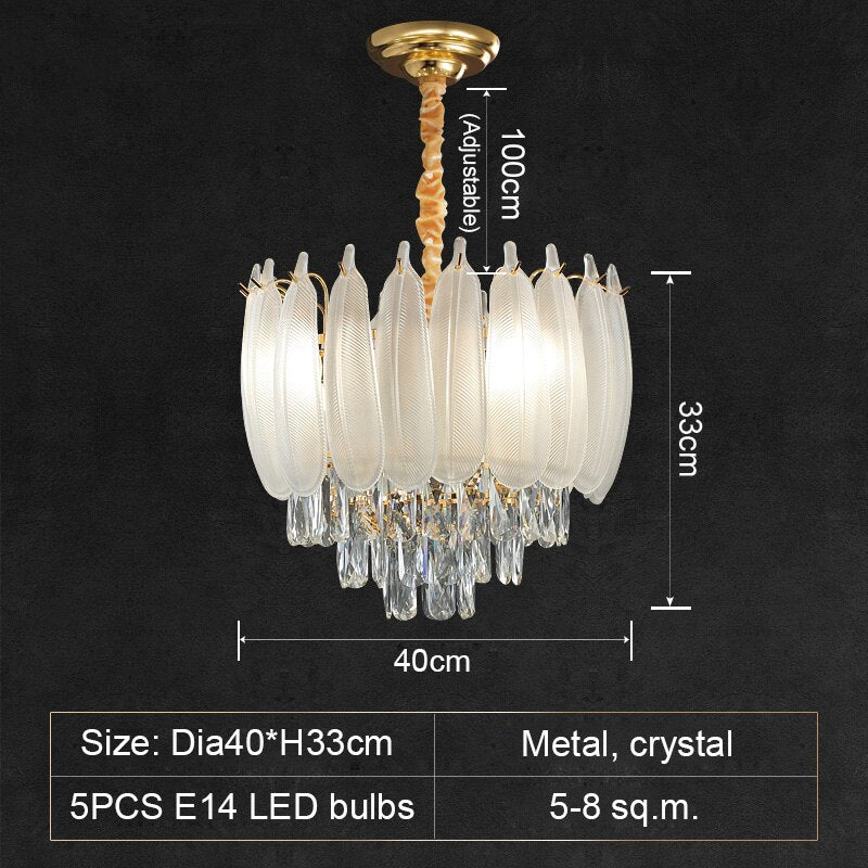 White Modern Living Room Crystal Chandelier - Greensu Home Decor